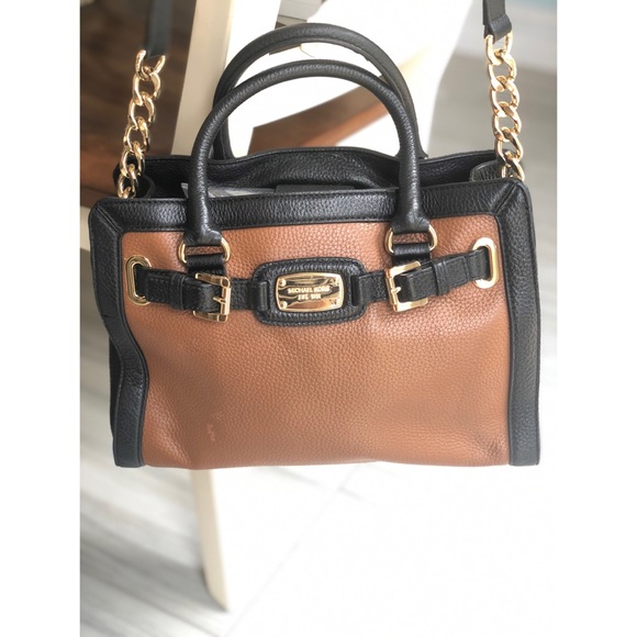 MICHAEL KORS BROWN AND BLACK LEATHER SATCHEL - Picture 2 of 9